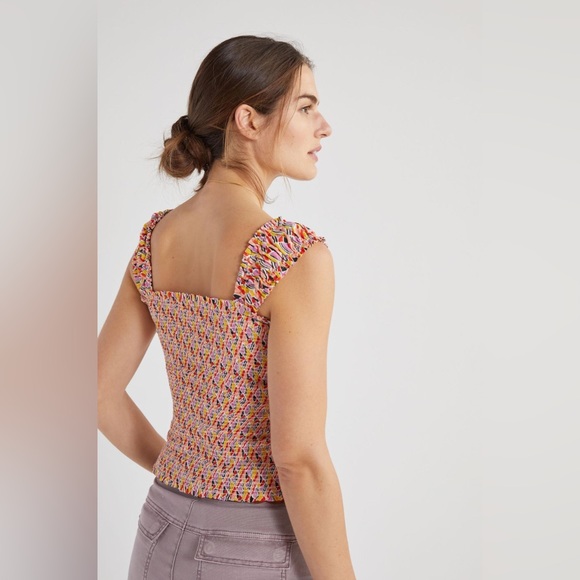 Anthropologie Maeve Smocked‎ Tank Size Large Multicolour Pattern - Picture 6 of 9